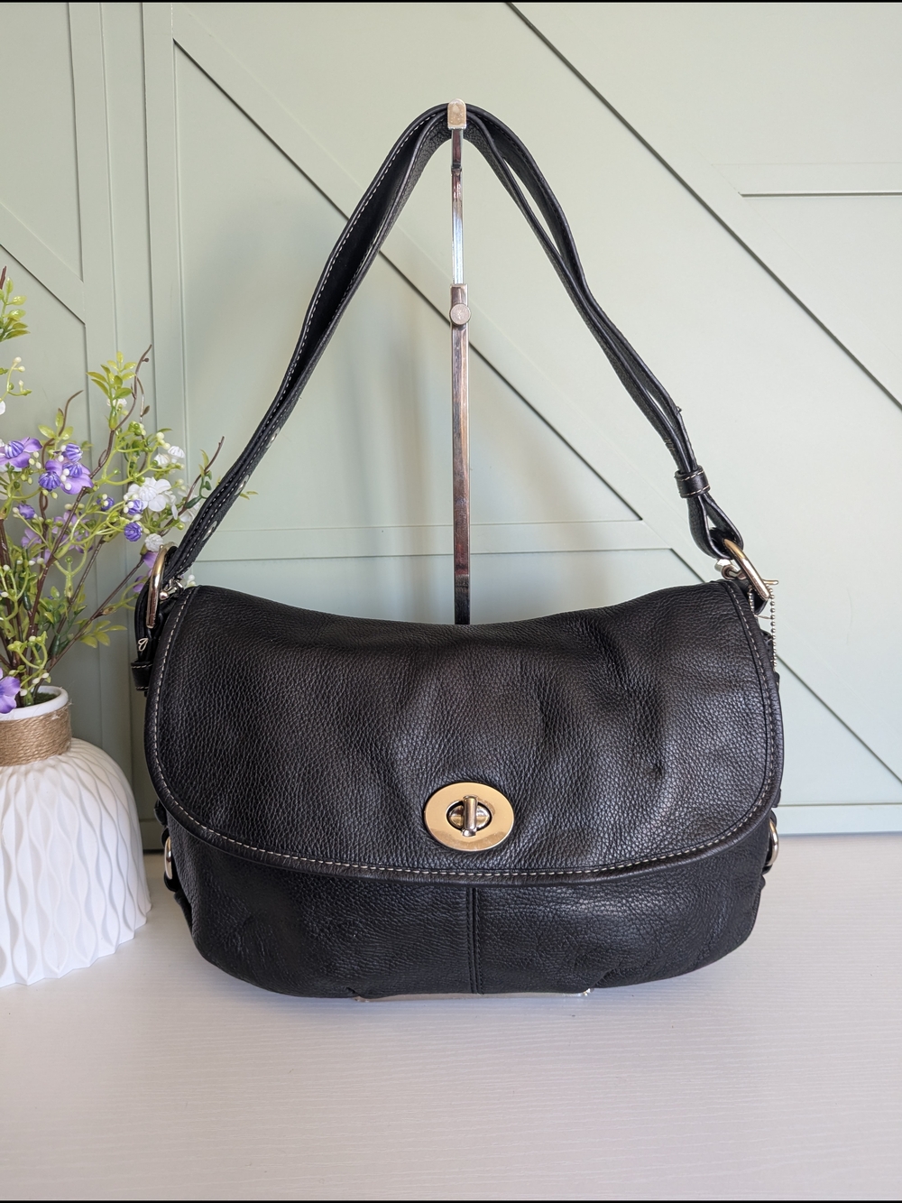 Coach Legacy Pebbled Leather Flap Shoulder Crossbody Bag